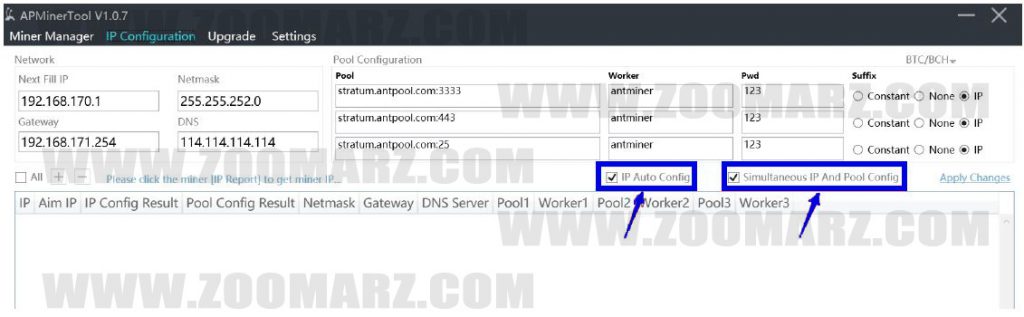 تنظیمات دسته ای IP عکس سوم - نرم افزار APMiner Tool