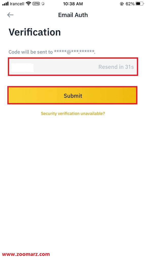 کد را وارد نموده سپس گزینه " Submit "را انتخاب نمایید