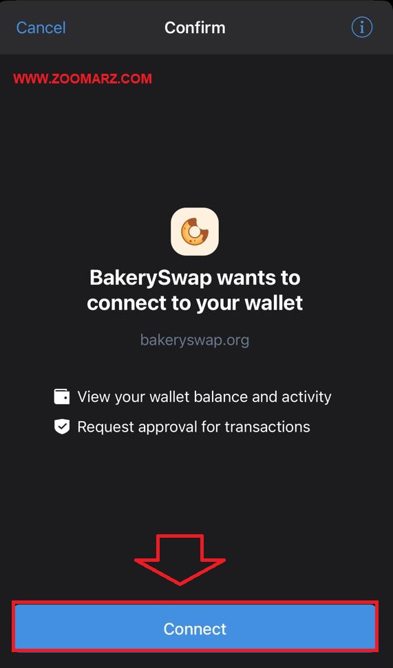 گزینه "Connect" را بر روی کیف پول خود انتخاب کنید