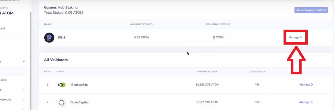 روی گزینه Manage ولیدیتور خود که استیکینگ را انجام داده اید کلیک کنید