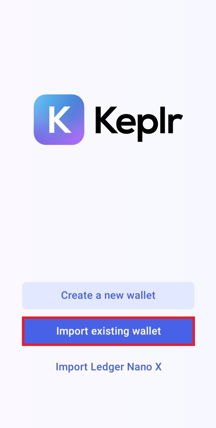 روی گزینه Import existing wallet کلیک کنید