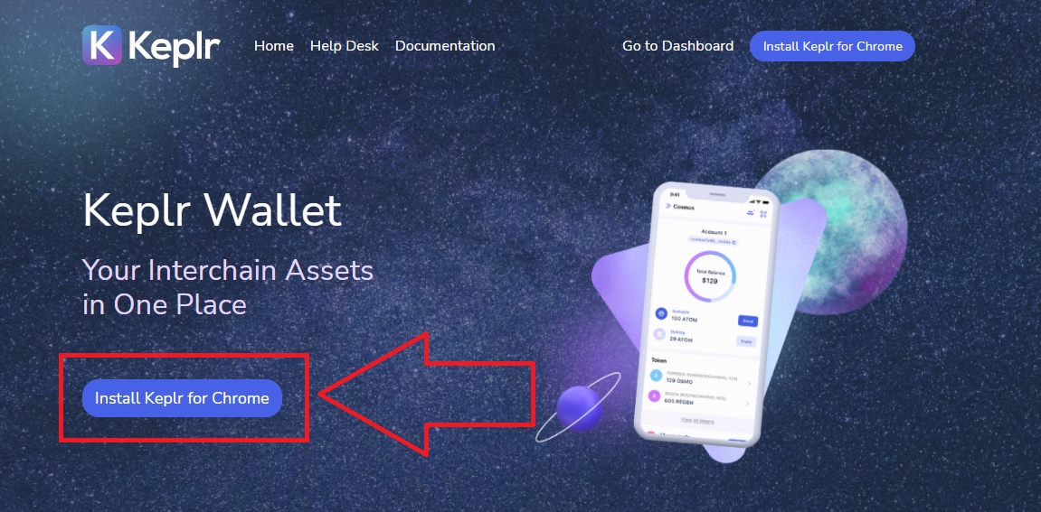 روی گزینه Install keplr for chrome کلیک کنید