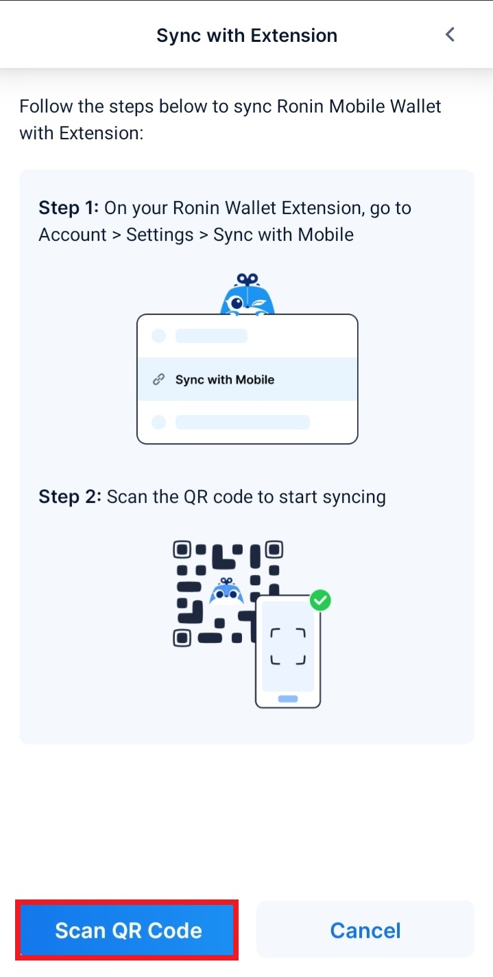 روی گزینه Scan QR Code کلیک کنید