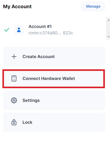 گزینه Connect hardware wallet را انتخاب کنید.