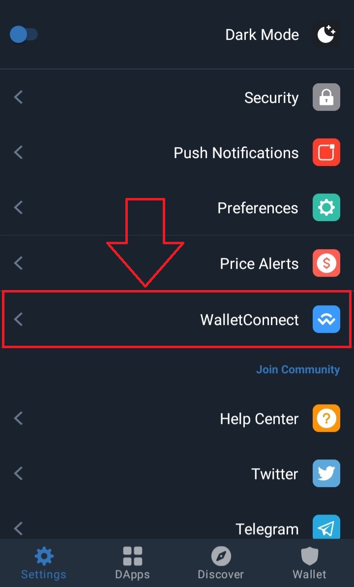 گزینه Wallet connect را انتخاب نمایید
