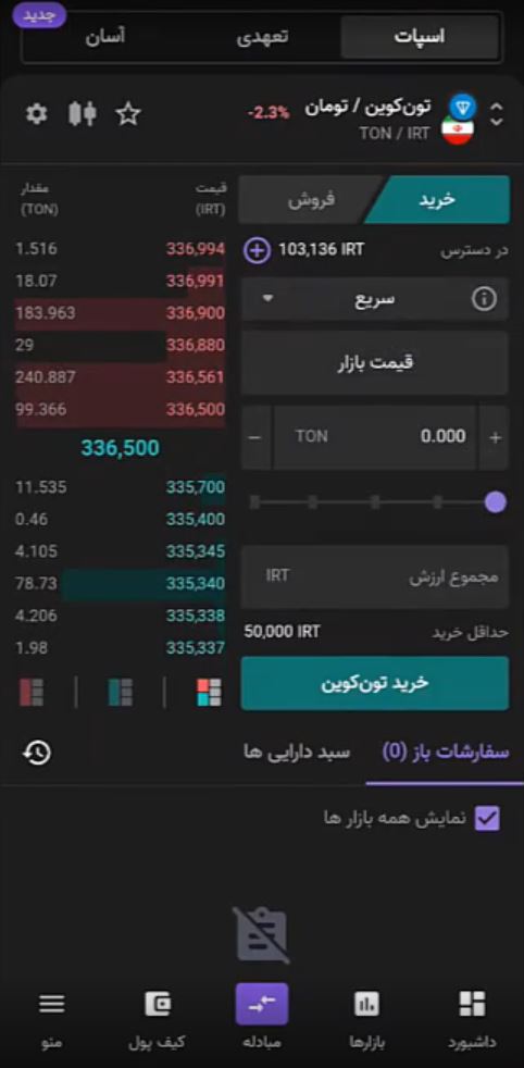 آموزش خرید و فروش ارز ton در صرافی نوبیتکس