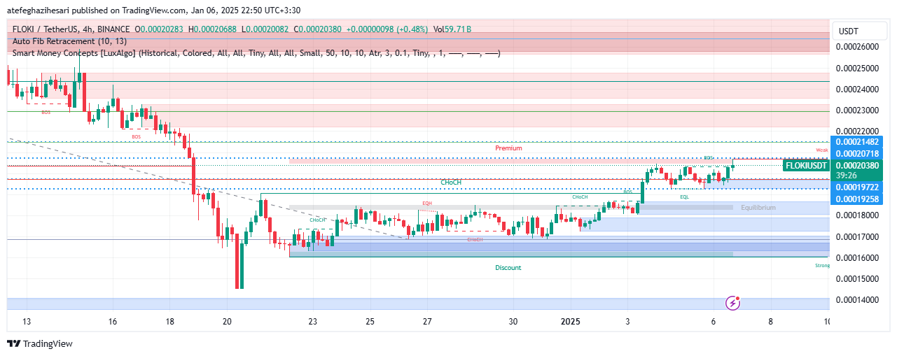 تحلیل FLOKI در تایم فریم 4 ساعته 17 دی