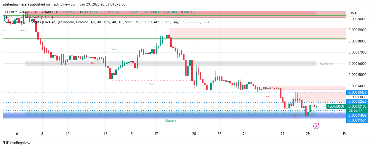 تحلیل FLOKI در تایم فریم 4 ساعته 10 بهمن