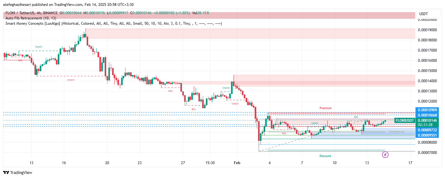 تحلیل FLOKI در تایم فریم 4 ساعته 25 بهمن