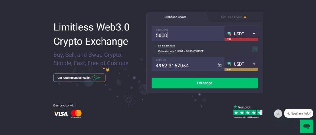 تبدیل تتر ترون به بایننس با سایت ChangeNOW