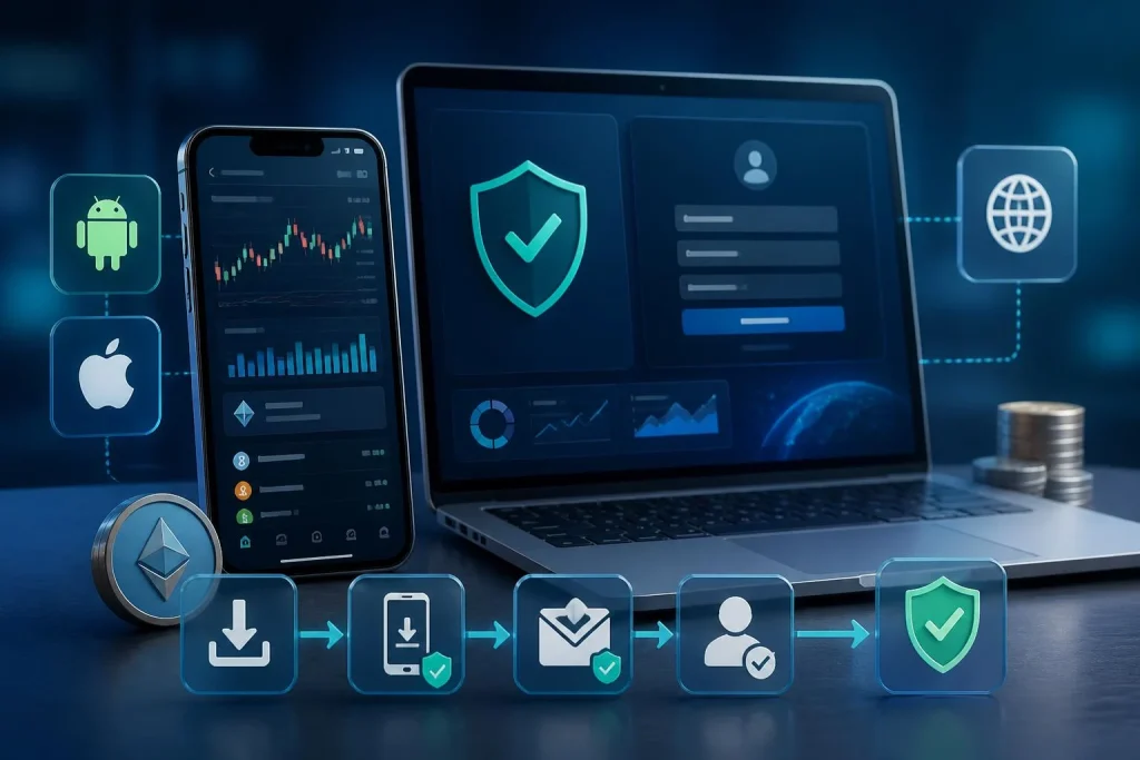 راهنمای کامل دانلود صرافی kcex و ثبت نام در اپلیکیشن